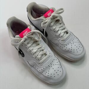 Nike Court Vision Low with Pink Detail and Swooshfetti Logo